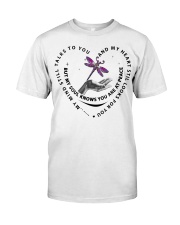 Purple Pink Mandala Dragonfly On Lady Hand - LTE Classic T-Shirt front