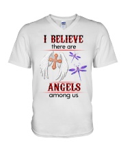 Dragonfly I Believe Angels SB3531 V-Neck T-Shirt tile