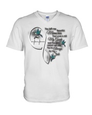 Blue Hummingbird You Left Me V-Neck T-Shirt tile