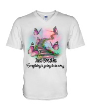 Butterfly Just Breathe PT0137 V-Neck T-Shirt tile