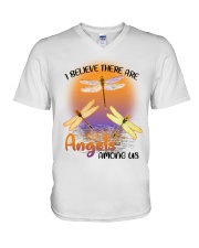 Dragonfly I Believe There Are Angels - LTE V-Neck T-Shirt tile