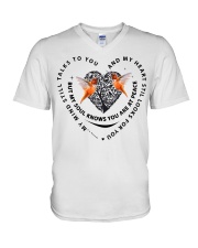Orange Hummingbird Heart Tree Of Life - LTE V-Neck T-Shirt tile
