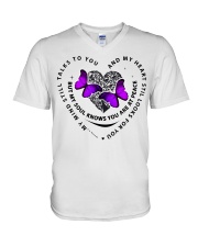 Purple Butterflies Heart Tree Of Life - LTE V-Neck T-Shirt tile