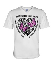 Pink Butterflies On Heart Tree Of Life - LTE V-Neck T-Shirt tile
