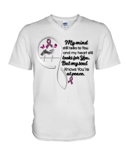 Pink Butterflies Ribbon Infinity Love - LTE V-Neck T-Shirt tile