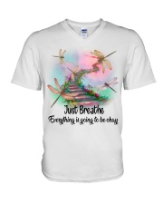 Dragonfly Just Breathe PT0137 V-Neck T-Shirt tile