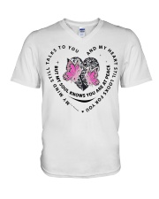 Pink Butterflies Cancer Heart Tree Of Life - LTE V-Neck T-Shirt tile
