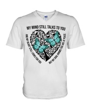 Blue Butterflies On Heart Tree Of Life - LTE V-Neck T-Shirt tile