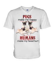 PUGS MAKE ME HAPPY - BEST SELLER V-Neck T-Shirt tile