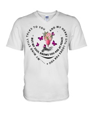 Pink Butterflies Cc My Mind Still Talks To You V-Neck T-Shirt tile