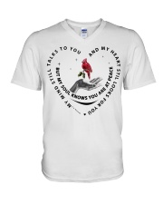 Red Bird On Hand - LTE V-Neck T-Shirt tile