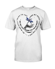 Blue Mandala Dragonfly On Lady Hand - LTE Classic T-Shirt front