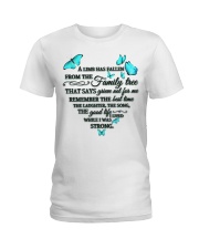 Turquoise Butterflies A Limb Has Fallen Ladies T-Shirt tile