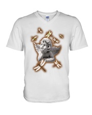 Dragonfly Angel Statue - LTE V-Neck T-Shirt tile