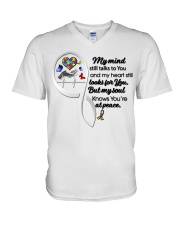 Butterfly Autism Ribbon Heartbeat Infinity - LTE V-Neck T-Shirt tile