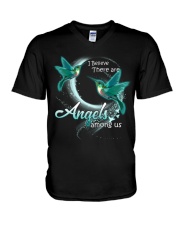 Hummingbird I Believe in Angel Ver 2 - LTE V-Neck T-Shirt tile
