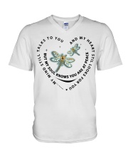 Blue Dragonflies My Mind Still Talks - LTE V-Neck T-Shirt tile