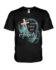 Faith Cross I Believe in Angels - LTE V-Neck T-Shirt tile