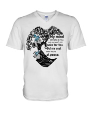 Blue Hummingbird Tree Of Life - LTE V-Neck T-Shirt tile