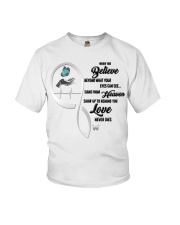 Blue Butterfly Love Never Dies Youth T-Shirt tile