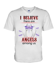 Dragonfly I Believe Angels SB3532 V-Neck T-Shirt tile