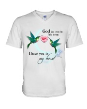 HUMMINGBIRD GOD HAS YOU IN HIS ARMS - BEST SELLER V-Neck T-Shirt tile