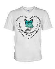 Turquoise Butterfly Rose - LTE V-Neck T-Shirt tile