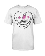 Pink Butterflies Cancer On Hand - LTE Classic T-Shirt front