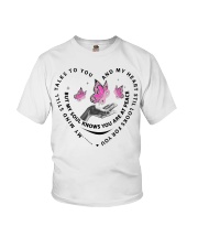 Pink Butterflies Cancer On Hand - LTE Youth T-Shirt tile