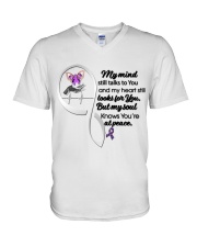 Purple Butterfly Ribbon Infinity Love - LTE V-Neck T-Shirt tile