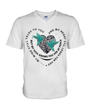 Hummingbird Heart Tree Of Life - LTE V-Neck T-Shirt tile