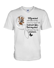 Monach Butterflies Angels Statue Heartbeat - LTE V-Neck T-Shirt tile