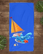 Shop Sailboat Beach Towel for seaside or Sailing Beach Towel aos-towelbeach-vertical-front-lifestyle-1