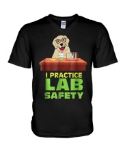 I Practice Lab Safety Funny Labrador Dog V-Neck T-Shirt thumbnail