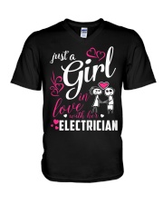 Womens Just A Girl In Love With Her Electr V-Neck T-Shirt thumbnail
