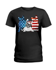 American French Bulldog Patriot Ladies T-Shirt thumbnail