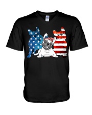 American French Bulldog Patriot V-Neck T-Shirt thumbnail