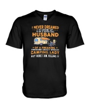 Camping Lady V-Neck T-Shirt thumbnail