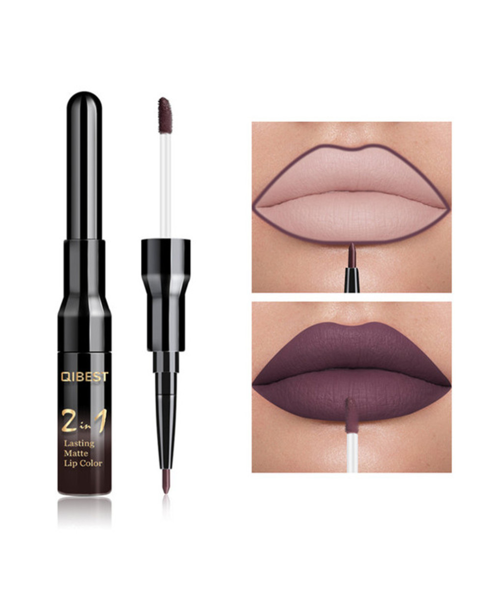 2 in 1 Double Head Liquid Matte Lipstick Lip Gloss & Lip Liner Waterproof Nude Lipstick Set Lipgloss Mate Lip stick Pen template