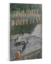 Fish more worry less 24x36 Gallery Wrapped Canvas Prints thumbnail