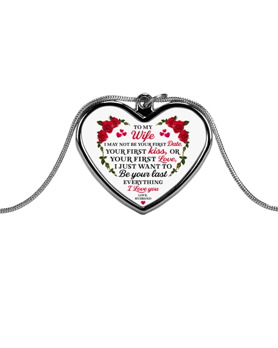 To My Wife Heart Pendant Necklace - From Husband Metallic Heart Necklace