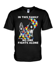 In This Family No One Fights Alone V-Neck T-Shirt tile