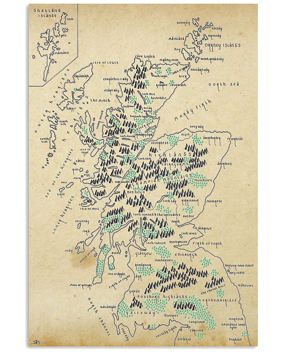 Scotland Whole Aged Map 11x17 Poster