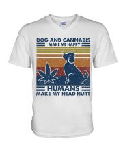 Dog And Cannabis Make Me Happy V-Neck T-Shirt tile