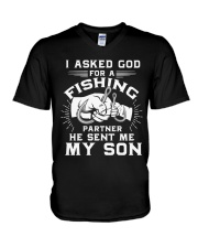 Fishing Dad And Son V-Neck T-Shirt tile