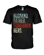 Husband Father Fisherman Hero V-Neck T-Shirt tile