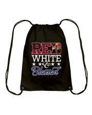 Red White Blessed Drawstring Bag thumbnail