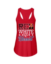 Red White Blessed Ladies Flowy Tank thumbnail