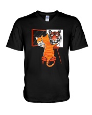 Cat Self Protrait Tiger V-Neck T-Shirt tile