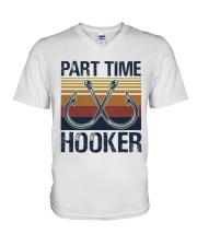 Fishing Part Time Hooker V-Neck T-Shirt tile
